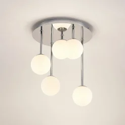 loftlampe Chrissy, Ø 27 cm, krom, 5 lyskilder, glas^Lindby Clearance