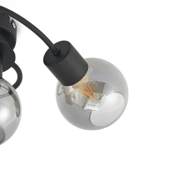 loftlampe Ciala, 3 lyskilder, sort, røgfarvet, glas^Lindby Sale