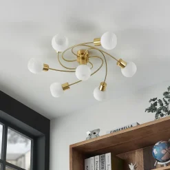 loftlampe Ciala, 7 lyskilder, messingfarvet, glas^Lindby Online