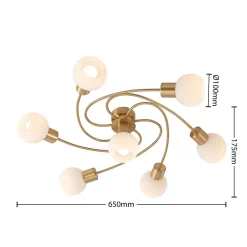 loftlampe Ciala, 7 lyskilder, messingfarvet, glas^Lindby Online