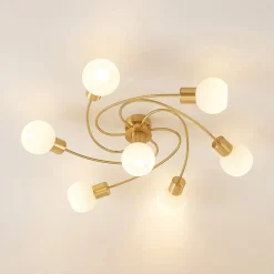 loftlampe Ciala, 7 lyskilder, messingfarvet, glas^Lindby Online