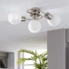loftlampe Ciala, 3-lys, nikkelfarvet, glas^Lindby Hot