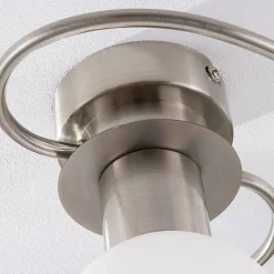 loftlampe Ciala, 3-lys, nikkelfarvet, glas^Lindby Hot