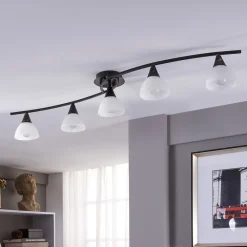 Lindby Gang|Pendellamper>loftlampe Della, sort-guld, 110 cm, 5 lyskilder, E14