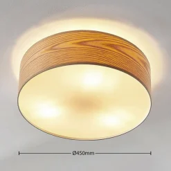loftlampe Dominic, Ø 45 cm, 3 lyskilder, træ^Lindby Hot