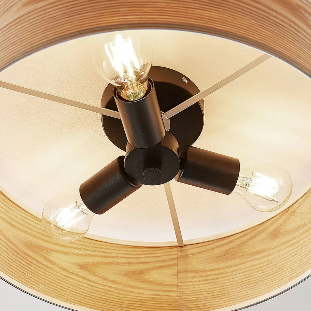 loftlampe Dominic, Ø 45 cm, 3 lyskilder, træ^Lindby Hot