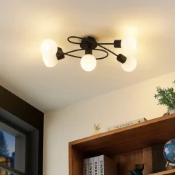 Lindby loftlampe Elaina, 66 cm, 5 lyskilder, sort/hvid, E14