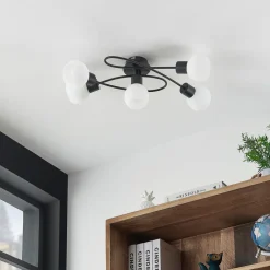 Lindby loftlampe Elaina, 66 cm, 5 lyskilder, sort/hvid, E14