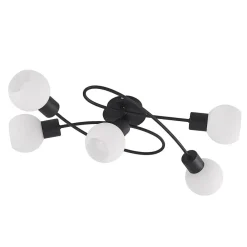 Lindby loftlampe Elaina, 66 cm, 5 lyskilder, sort/hvid, E14