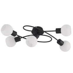 Lindby loftlampe Elaina, 66 cm, 5 lyskilder, sort/hvid, E14