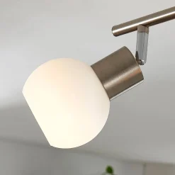 Lindby loftlampe Elaina, 70 cm, 4 lyskilder, nikkel, glas, E14