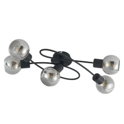 loftlampe Elaina, 66 cm, 5 lyskilder, sort/røget, E14^Lindby Best