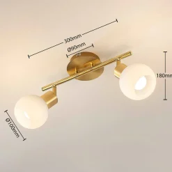 loftlampe Elaina, 30 cm, 2 lyskilder, messing, glas, E14^Lindby Clearance