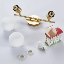 loftlampe Elaina, 30 cm, 2 lyskilder, messing, glas, E14^Lindby Clearance