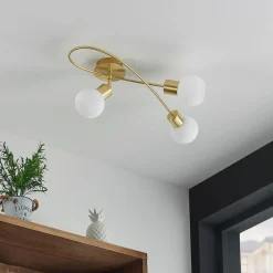 loftlampe Elaina, 54 cm, 3 lyskilder, messing, glas, E14^Lindby Outlet