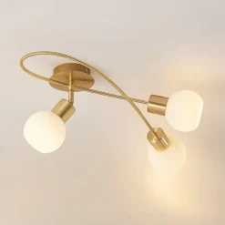 loftlampe Elaina, 54 cm, 3 lyskilder, messing, glas, E14^Lindby Outlet