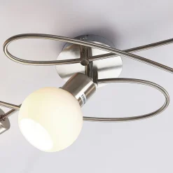 Lindby loftlampe Elaina, 65 cm, 5 lyskilder, nikkel, glas, E14