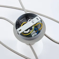 Lindby loftlampe Elaina, 65 cm, 5 lyskilder, nikkel, glas, E14