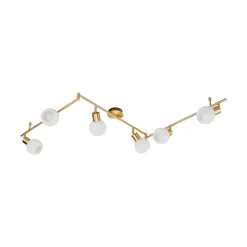 Lindby loftlampe Elaina, 180 cm, 6 lyskilder, messing, glas, E14