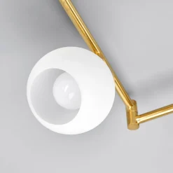 Lindby loftlampe Elaina, 180 cm, 6 lyskilder, messing, glas, E14