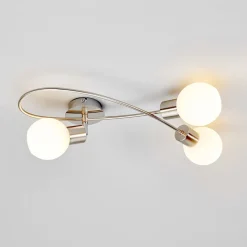 Lindby Gang|Loftlamper>loftlampe Elaina, 50 cm, 3 lyskilder, nikkel, glas, E14