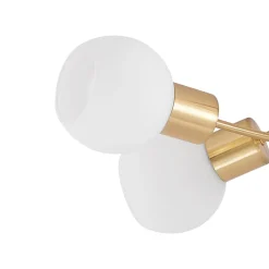 Lindby loftlampe Elaina, 66 cm, 5 lyskilder, messingfarvet, glas