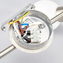 Lindby loftlampe Elaina, 180 cm, 6 lyskilder, nikkel, glas, E14