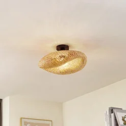 Lindby loftlampe Eleane, bambus, natur, Ø 50 cm