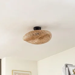 Lindby loftlampe Eleane, bambus, natur, Ø 50 cm