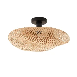 Lindby loftlampe Eleane, bambus, natur, Ø 50 cm