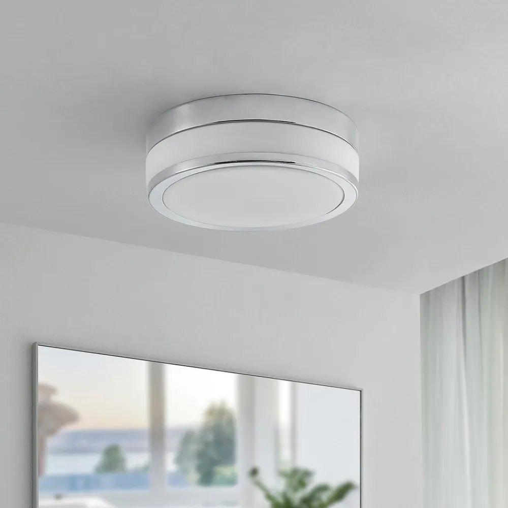 Lindby Loftlamper|Loftlamper>Loftlampe Flavi, Ø 28 cm, krom, glas, IP44, E27