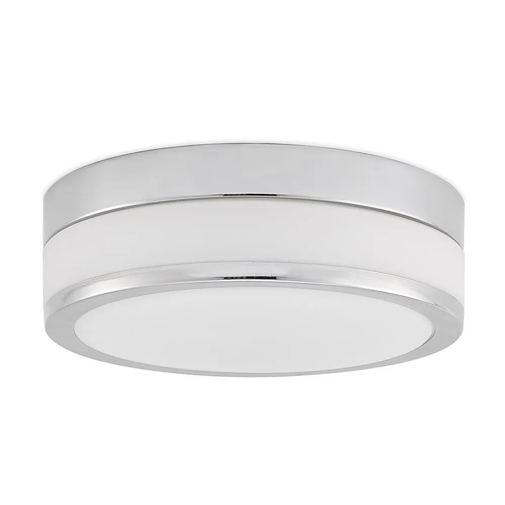 Lindby Loftlamper|Loftlamper>Loftlampe Flavi, Ø 28 cm, krom, glas, IP44, E27