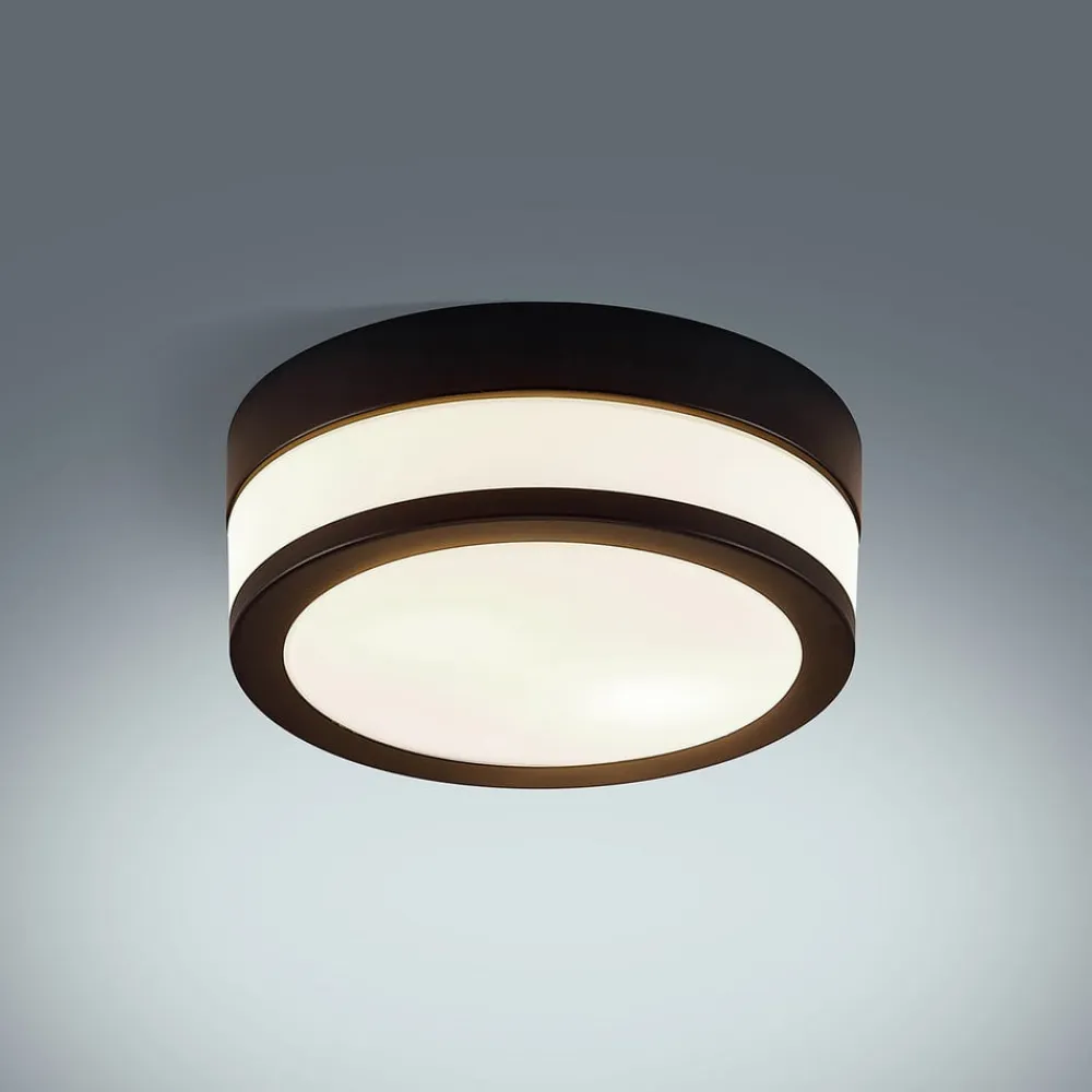 Lindby loftlampe Flavi, Ø 23 cm, sort, glas, IP44, E27