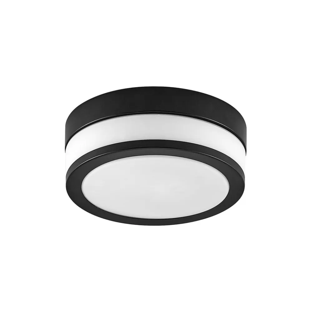 Lindby loftlampe Flavi, Ø 23 cm, sort, glas, IP44, E27