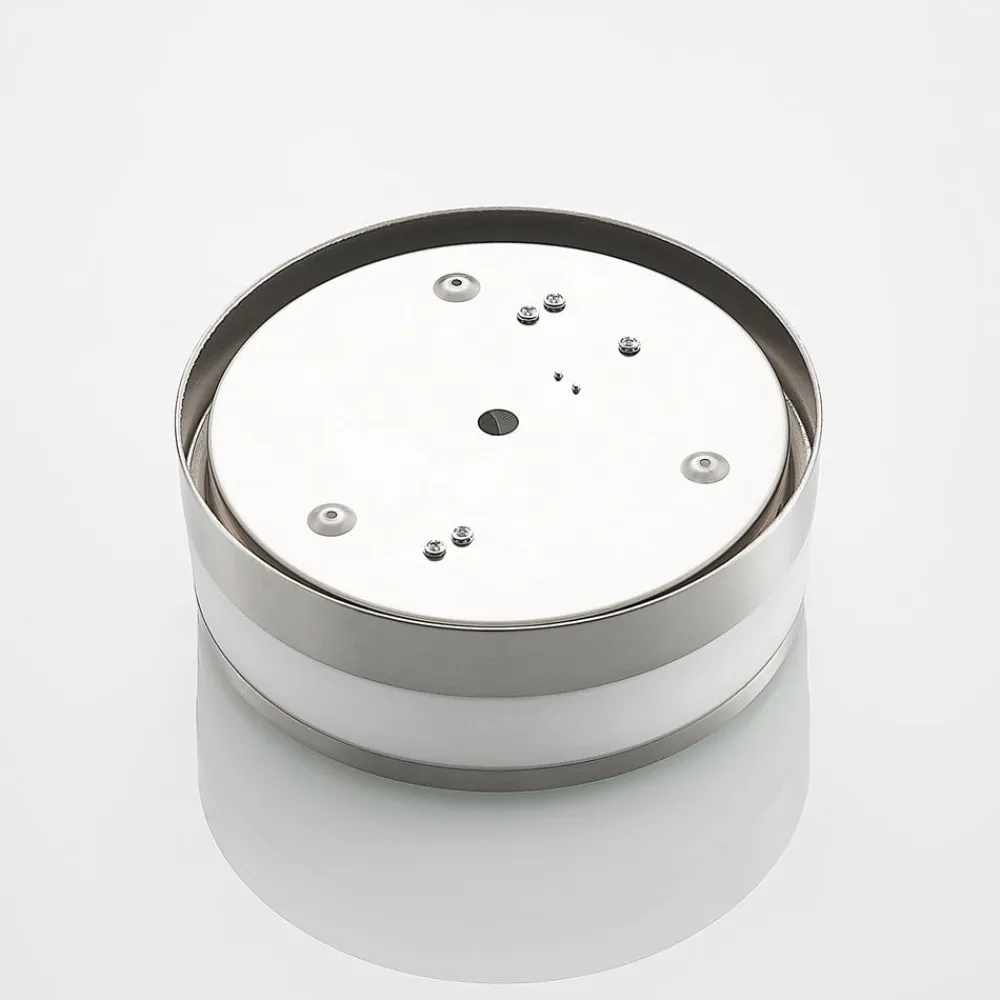 Lindby Loftlamper>Loftlampe Flavi, Ø 23 cm, nikkel, glas, IP44, E27