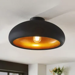 Lindby Gang|Loftlamper>loftlampe Gerwina, sort/guld, metal, 40 cm, E27