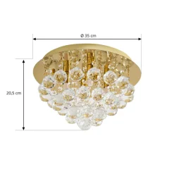 loftlampe Gillion, 4 lyskilder, guld, krystal, Ø 35cm^Lindby Sale