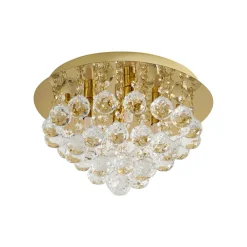 loftlampe Gillion, 4 lyskilder, guld, krystal, Ø 35cm^Lindby Sale