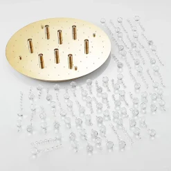 Lindby loftlampe Gillion, 8 lyskilder, guld, krystal, Ø 55cm