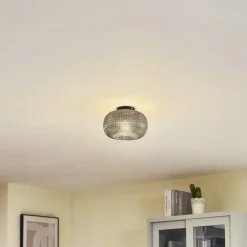 loftlampe Hildur, Ø 25 cm, røggrå, glas^Lindby Sale