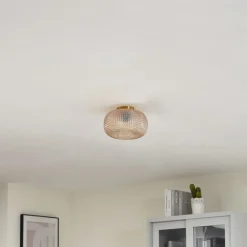 Lindby loftlampe Hildur, Ø 25 cm, ravfarvet, glas