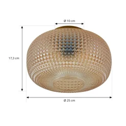 Lindby loftlampe Hildur, Ø 25 cm, ravfarvet, glas