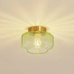 Lindby loftlampe Hildur, grøn, glas, Ø 22 cm