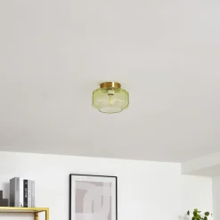 Lindby loftlampe Hildur, grøn, glas, Ø 22 cm