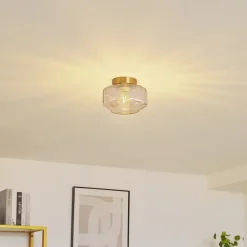 loftlampe Hildur, ravfarvet, glas, Ø 22 cm^Lindby Discount