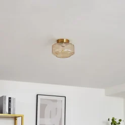 loftlampe Hildur, ravfarvet, glas, Ø 22 cm^Lindby Discount