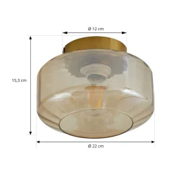 loftlampe Hildur, ravfarvet, glas, Ø 22 cm^Lindby Discount