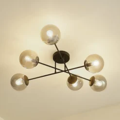 loftlampe Isamer, røggrå, Ø 80 cm, kugle^Lindby Best