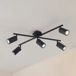 loftlampe Joffrey, 78 cm, sort, 5 lyskilder, GU10^Lindby Hot