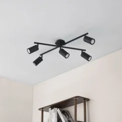 loftlampe Joffrey, 78 cm, sort, 5 lyskilder, GU10^Lindby Hot